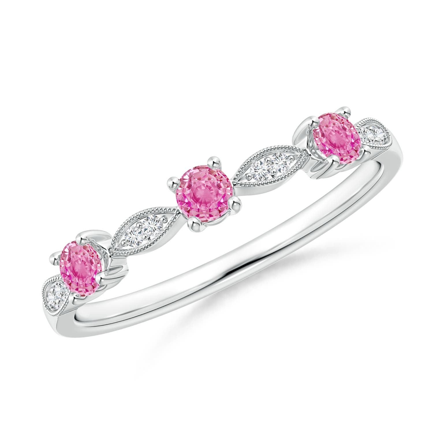 AA - Pink Sapphire / 0.34 CT / 14 KT White Gold