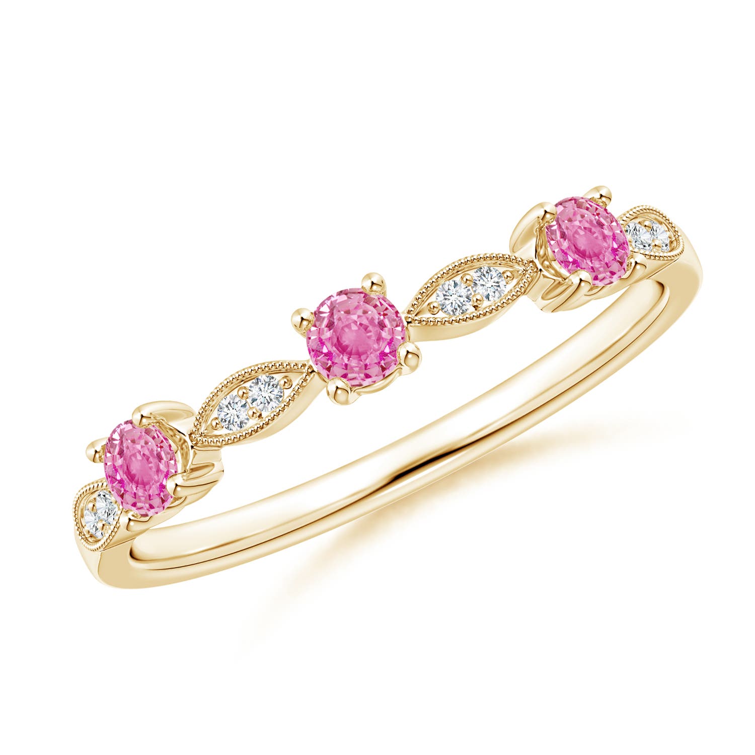 AA - Pink Sapphire / 0.34 CT / 14 KT Yellow Gold