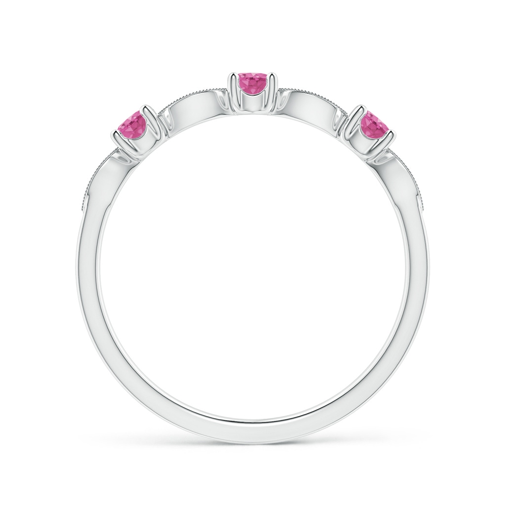 2.7mm AAA Pink Sapphire & Diamond Marquise and Dot Band in White Gold Side 1