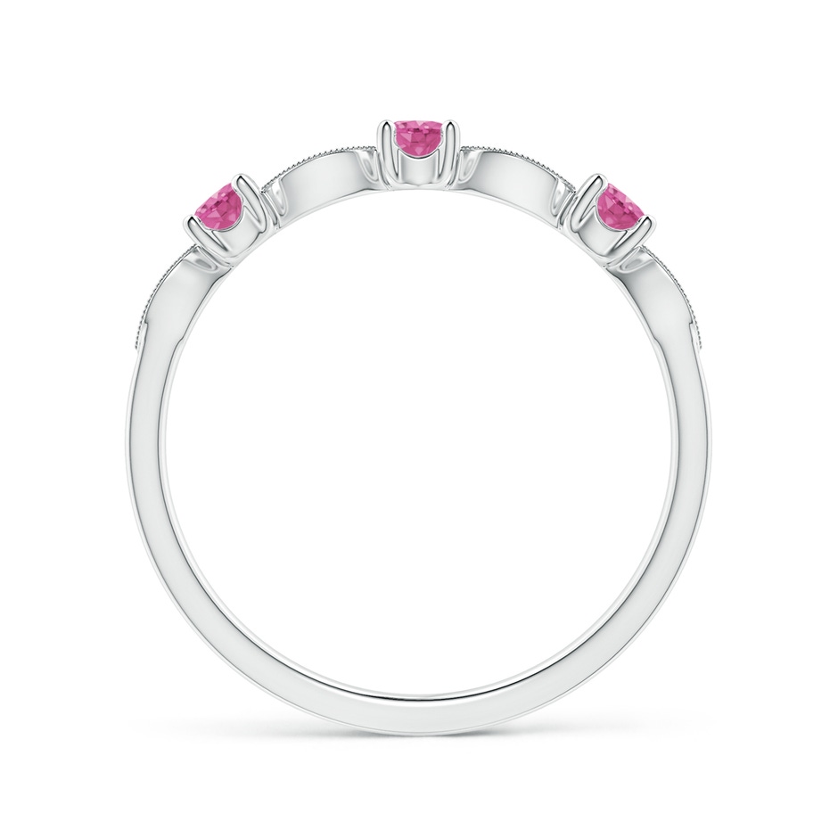 2.7mm AAA Pink Sapphire & Diamond Marquise and Dot Band in White Gold side 1