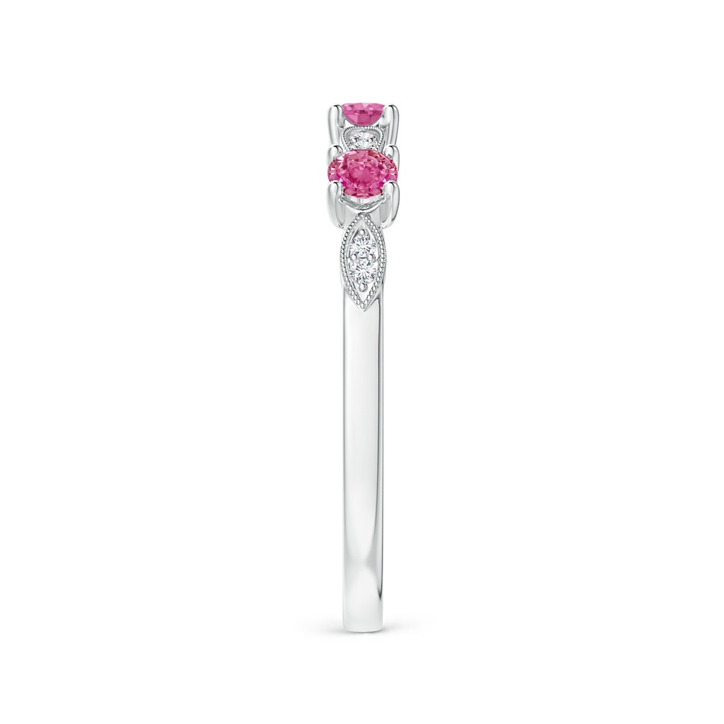 2.7mm AAA Pink Sapphire & Diamond Marquise and Dot Band in White Gold Side 2
