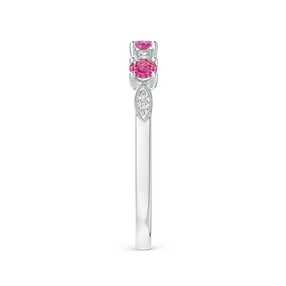 2.7mm AAA Pink Sapphire & Diamond Marquise and Dot Band in White Gold side 2