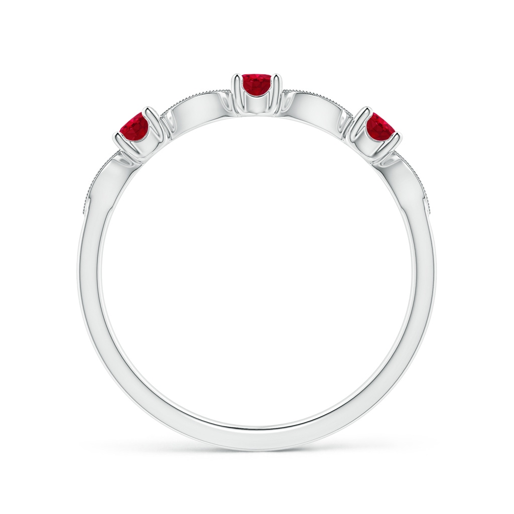 2.7mm AAA Ruby & Diamond Marquise and Dot Band in 10K White Gold Side 1