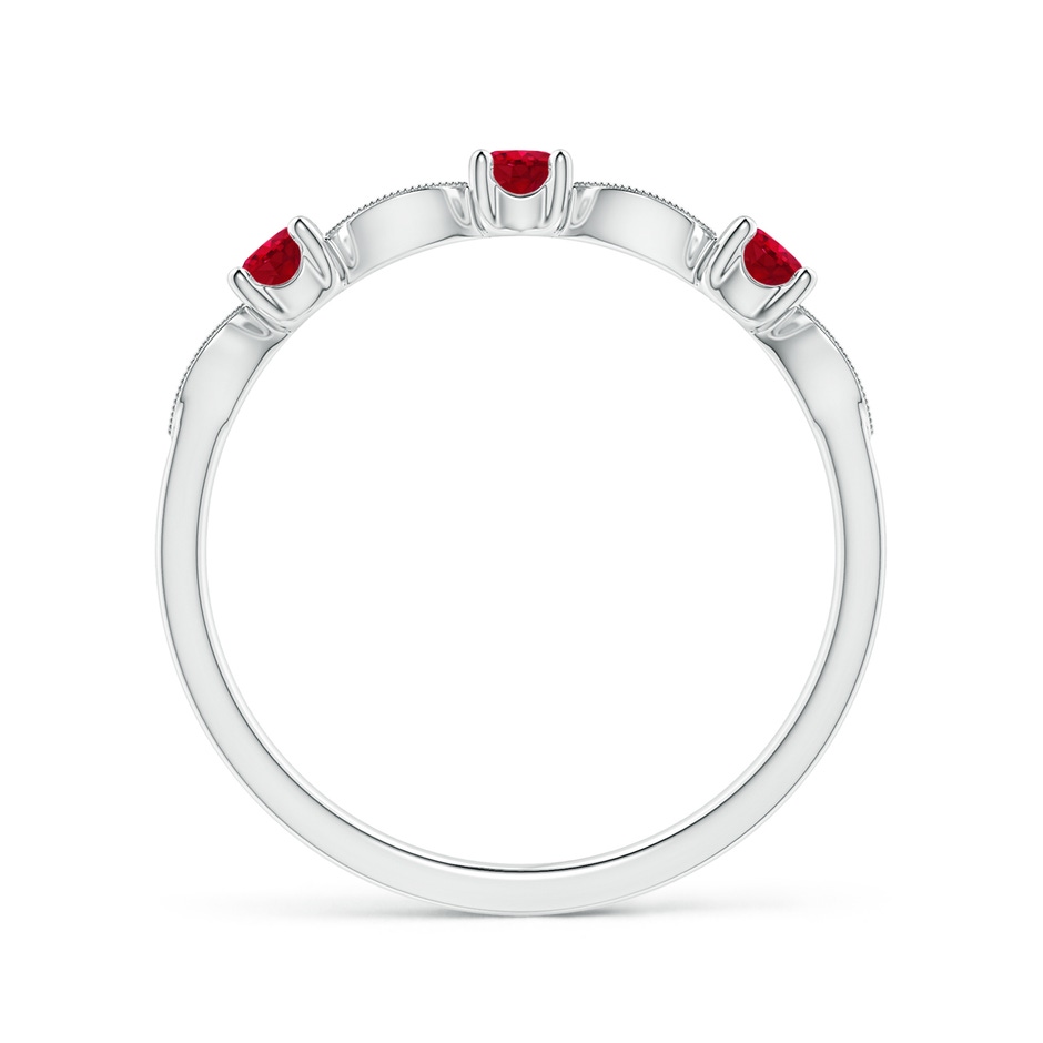 2.7mm AAA Ruby & Diamond Marquise and Dot Band in 10K White Gold side 1