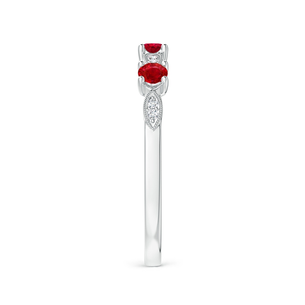 2.7mm AAA Ruby & Diamond Marquise and Dot Band in 10K White Gold Side 2