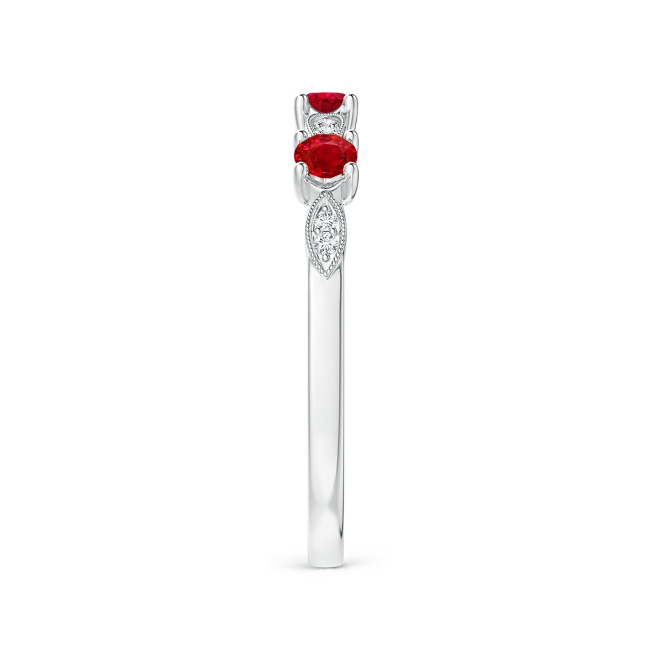 2.7mm AAA Ruby & Diamond Marquise and Dot Band in 10K White Gold side 2