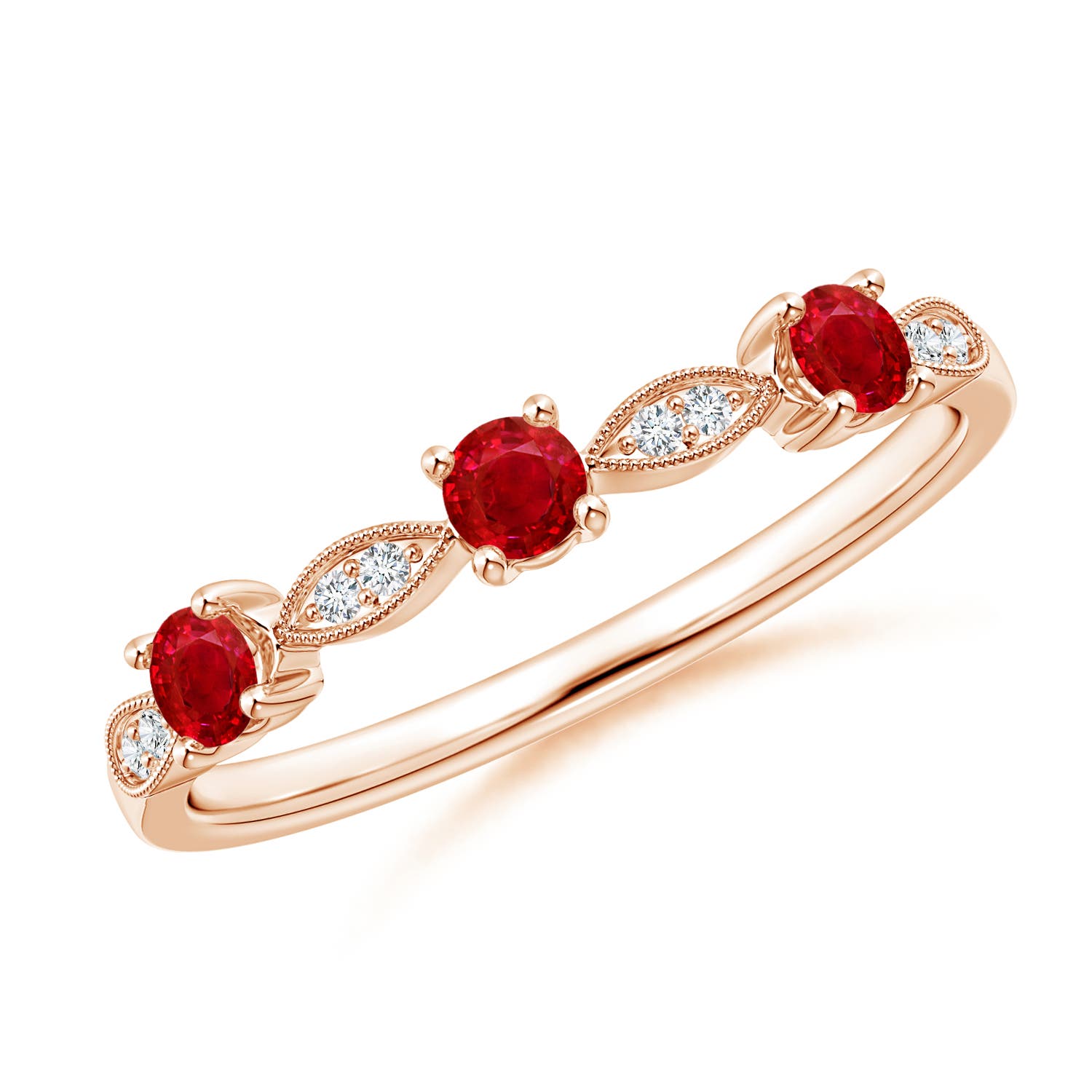 AAA - Ruby / 0.34 CT / 14 KT Rose Gold