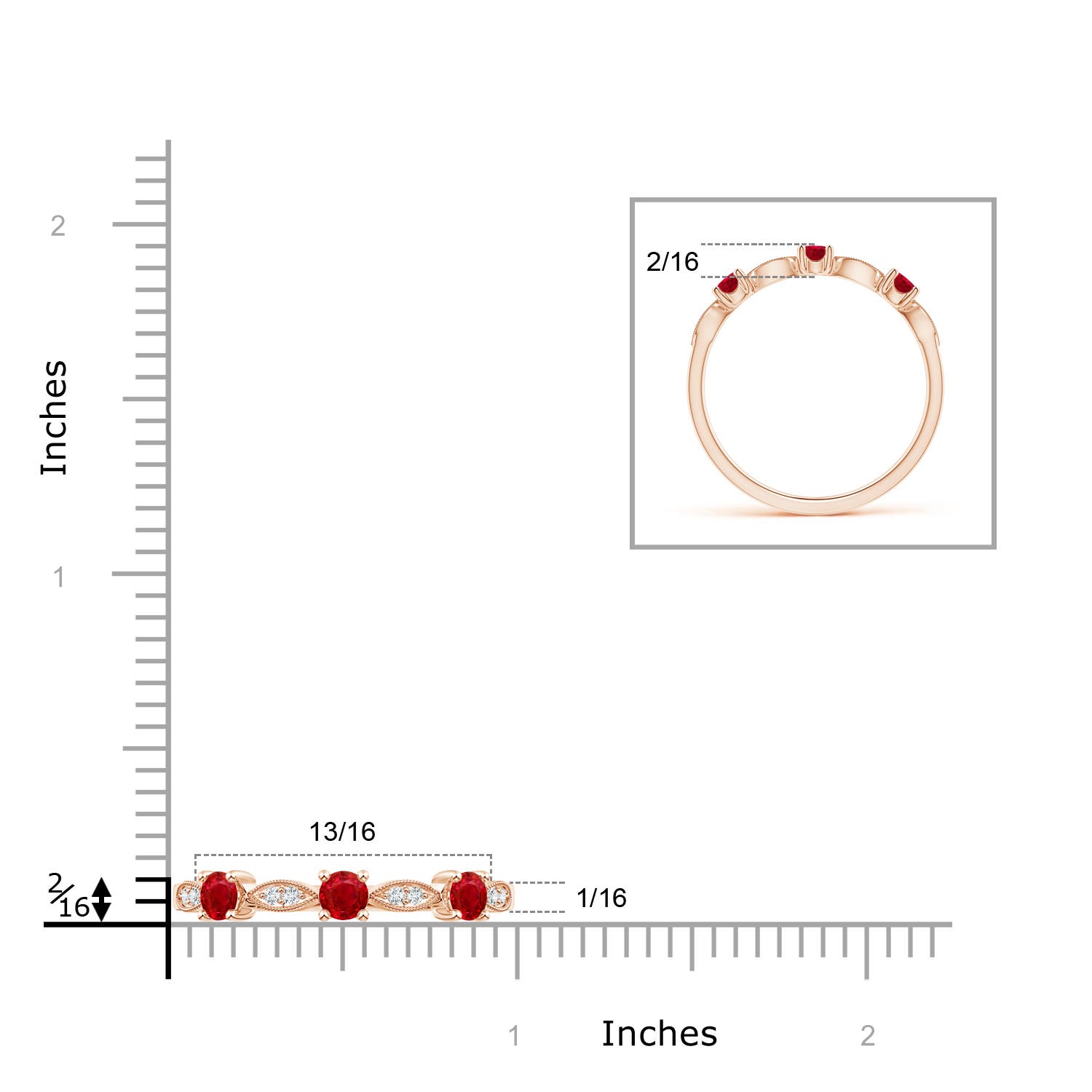 AAA - Ruby / 0.34 CT / 14 KT Rose Gold