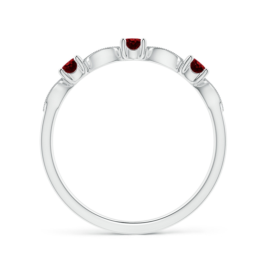2.7mm AAAA Ruby & Diamond Marquise and Dot Band in S999 Silver Side-1