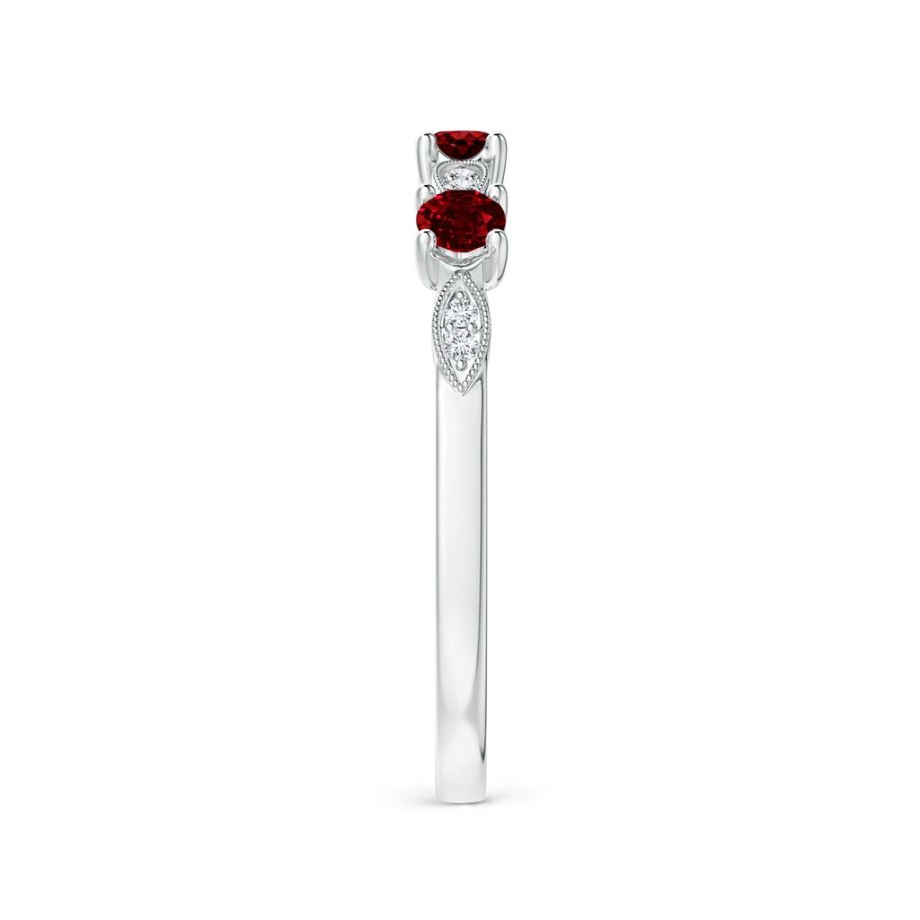 2.7mm AAAA Ruby & Diamond Marquise and Dot Band in S999 Silver Side-2