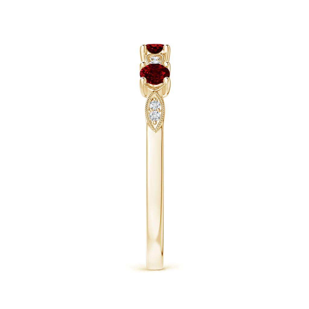 2.7mm AAAA Ruby & Diamond Marquise and Dot Band in Yellow Gold Side-2