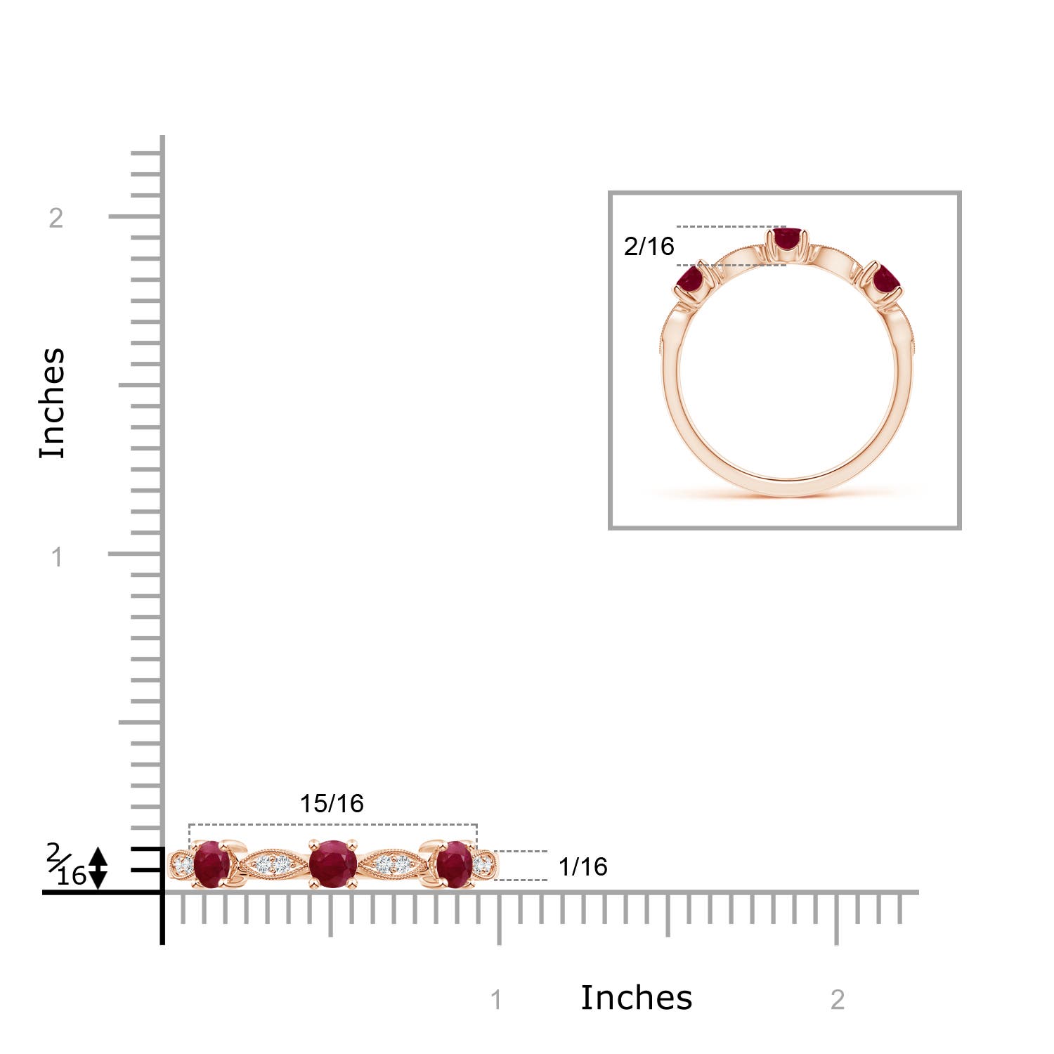 A - Ruby / 0.74 CT / 14 KT Rose Gold