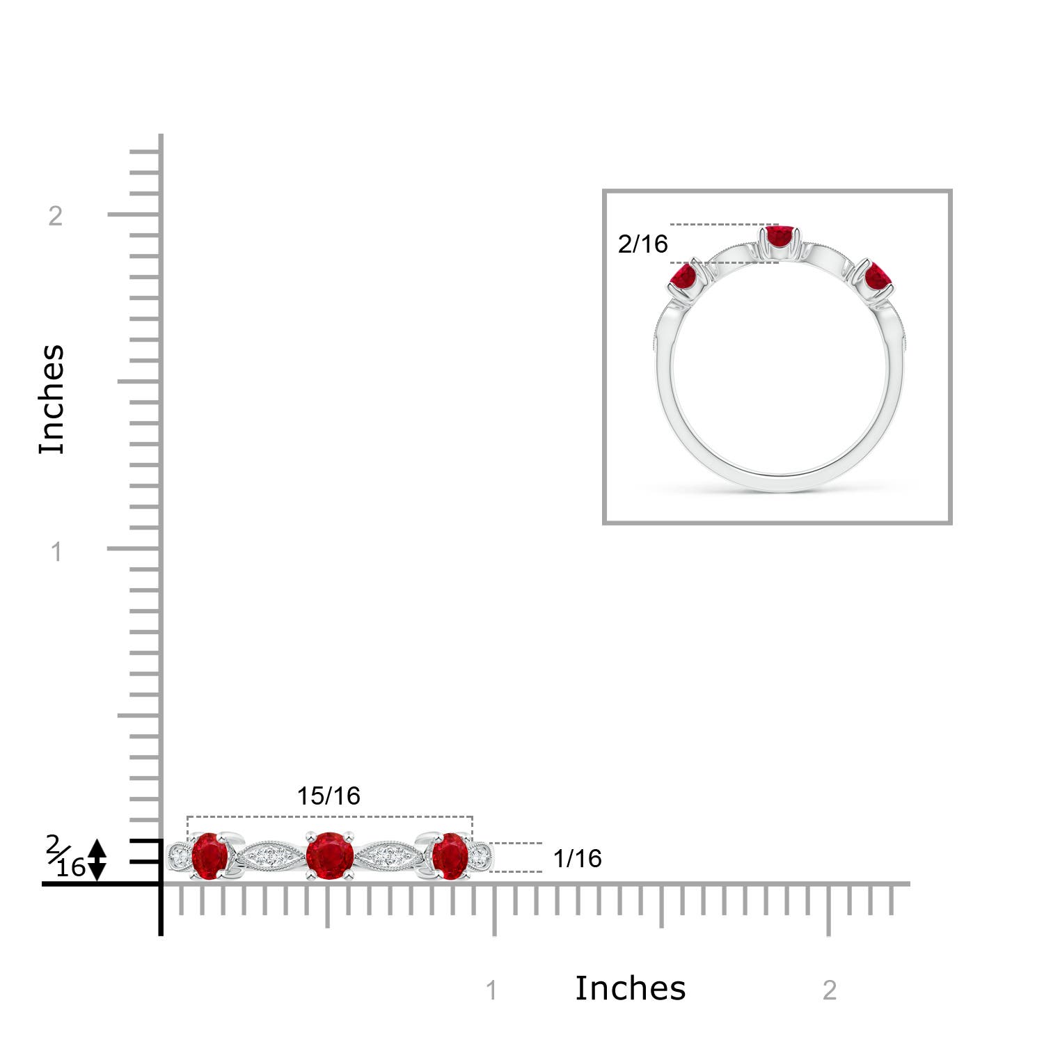 AAA - Ruby / 0.74 CT / 14 KT White Gold