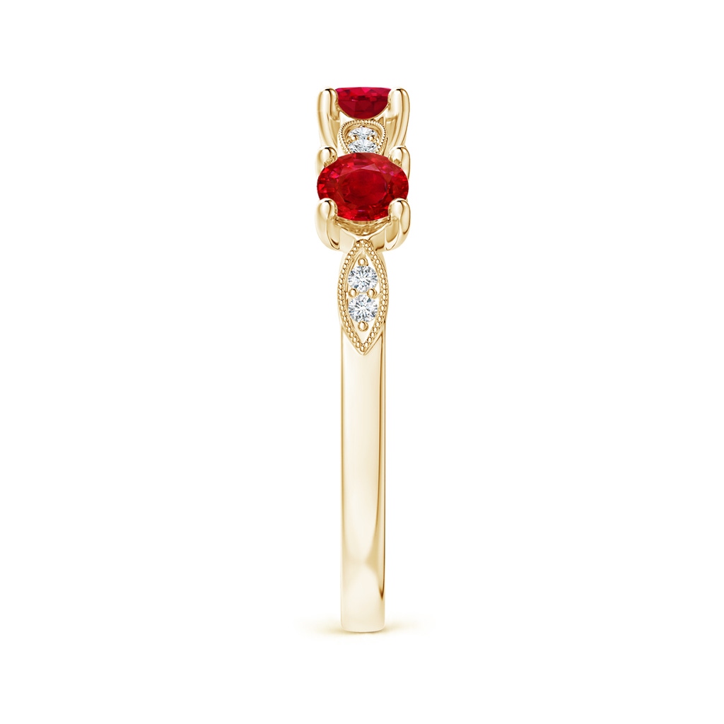 3.5mm AAA Ruby & Diamond Marquise and Dot Band in Yellow Gold Side-2