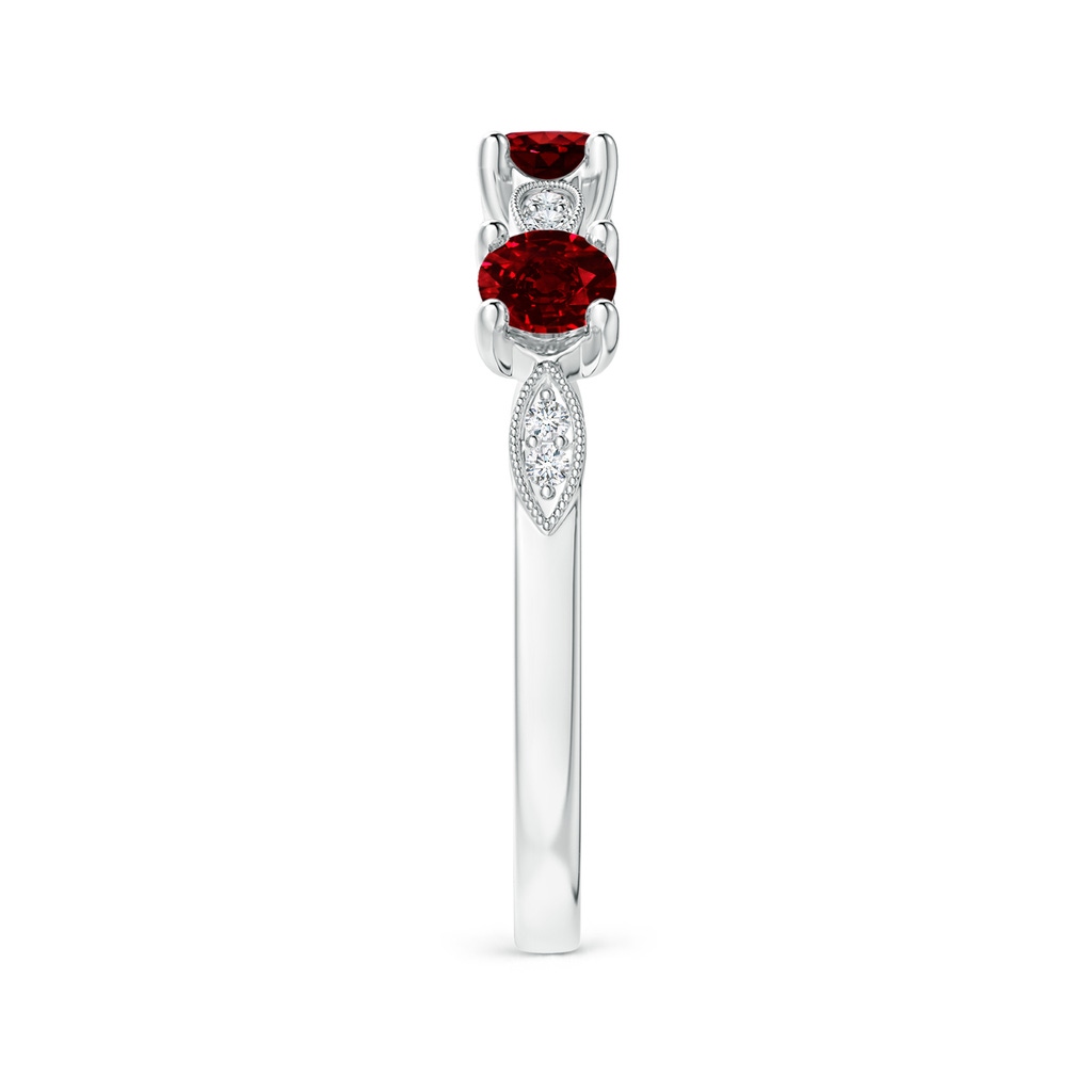 3.5mm AAAA Ruby & Diamond Marquise and Dot Band in White Gold Side-2