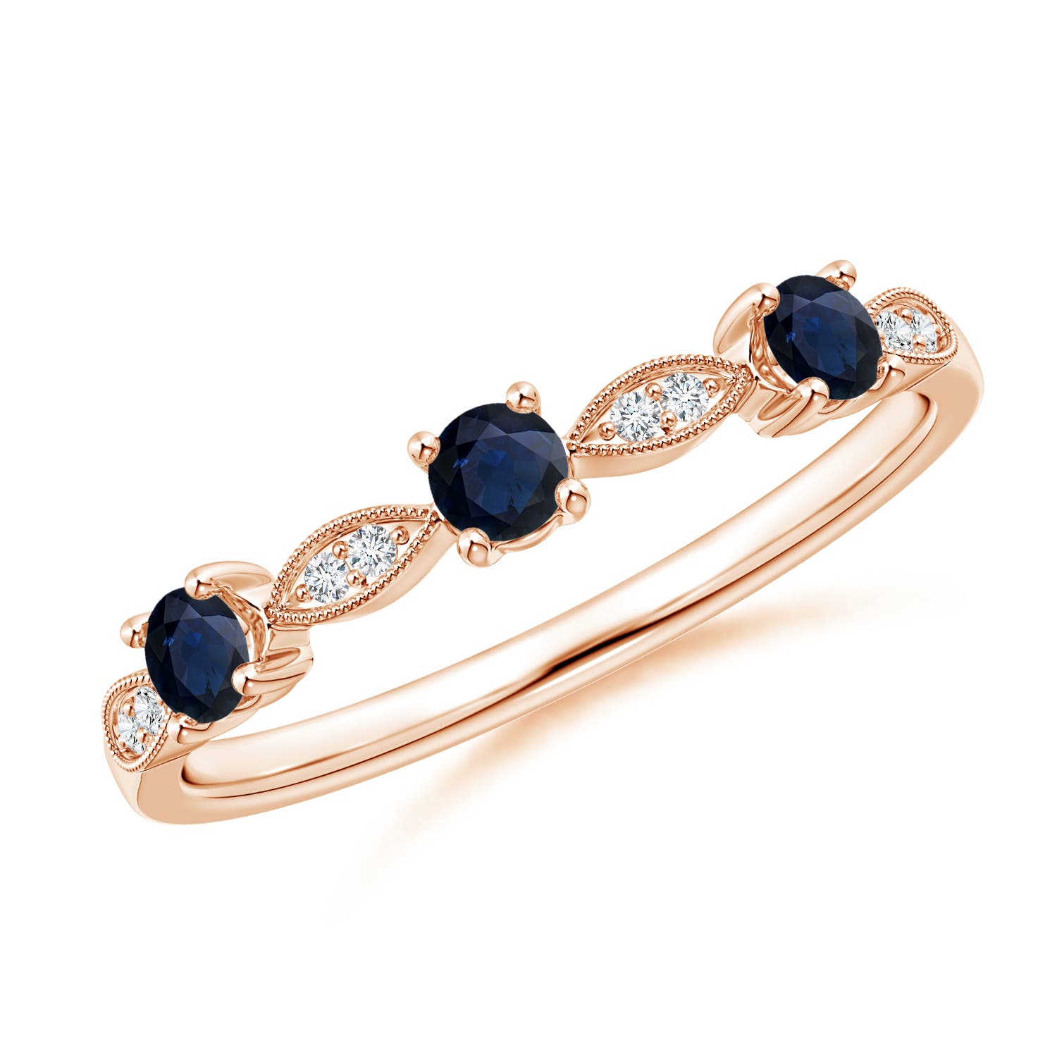 A - Blue Sapphire / 0.34 CT / 14 KT Rose Gold