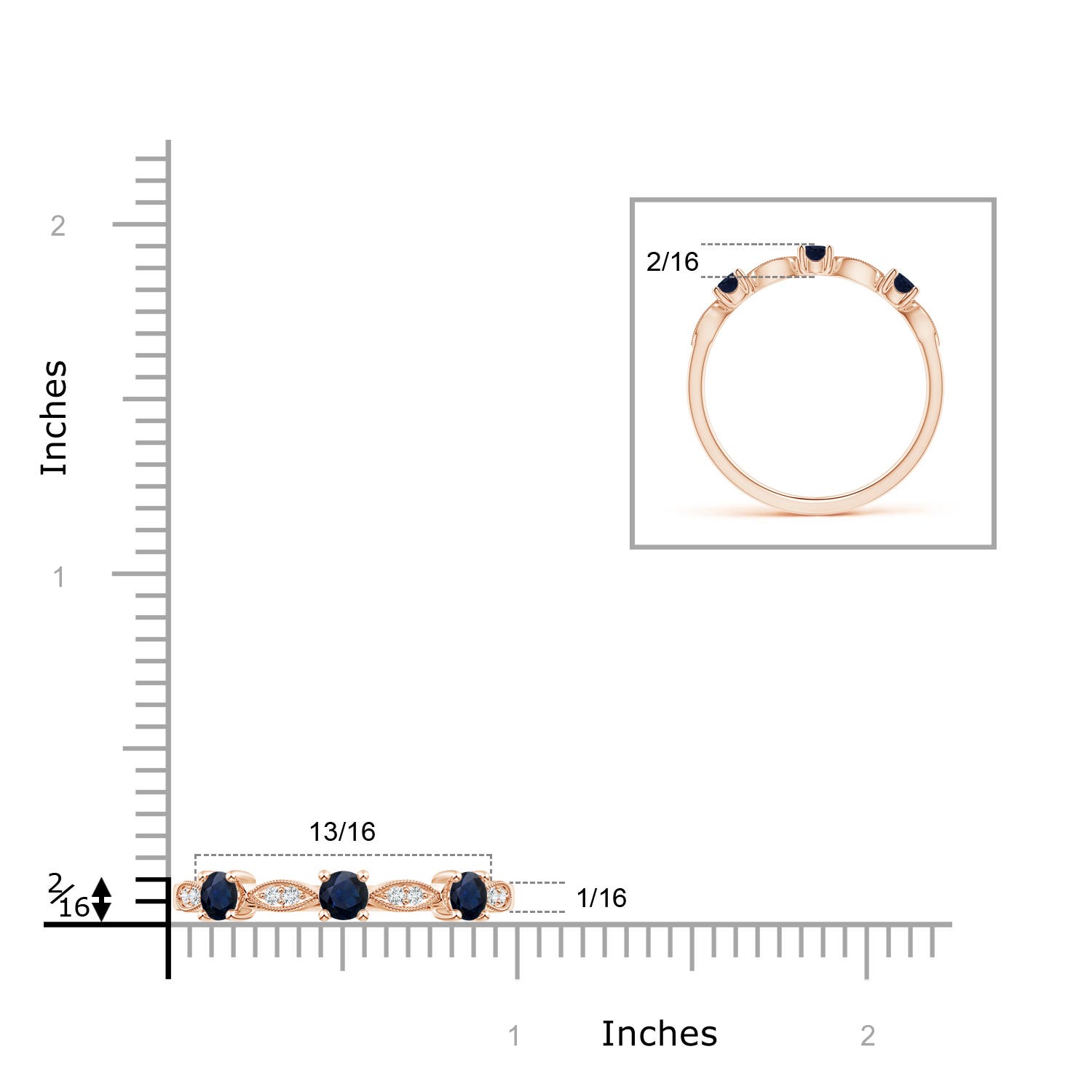 A - Blue Sapphire / 0.34 CT / 14 KT Rose Gold