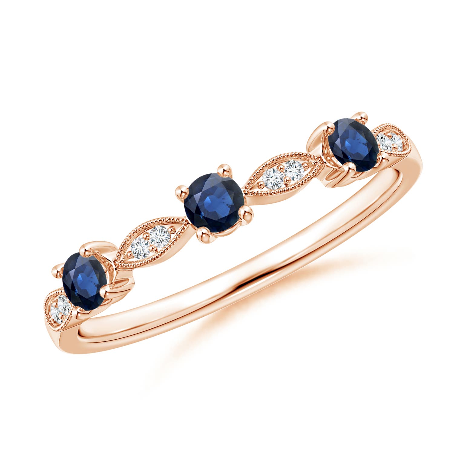 AA - Blue Sapphire / 0.34 CT / 14 KT Rose Gold