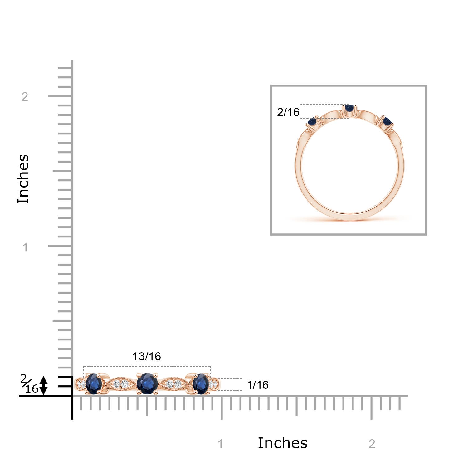 AA - Blue Sapphire / 0.34 CT / 14 KT Rose Gold