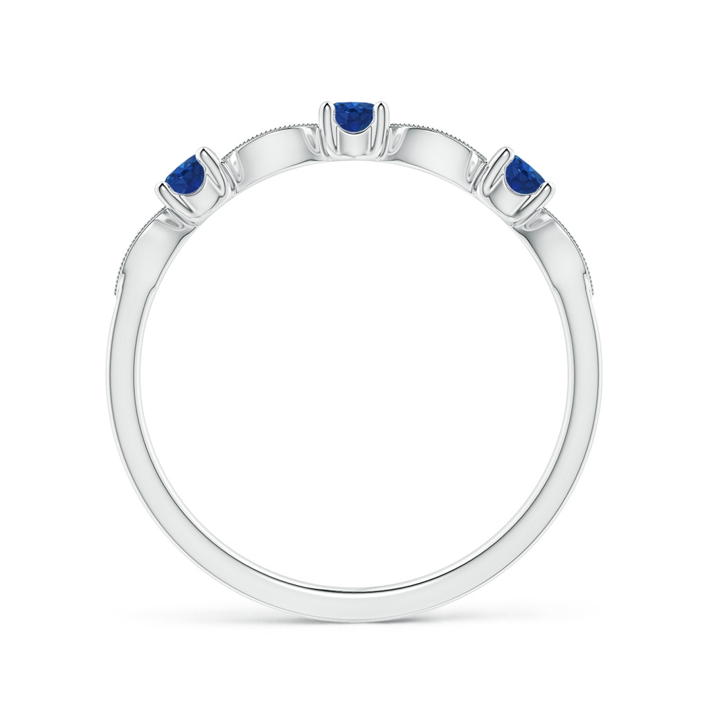 2.7mm AAA Blue Sapphire & Diamond Marquise and Dot Band in White Gold Side-1