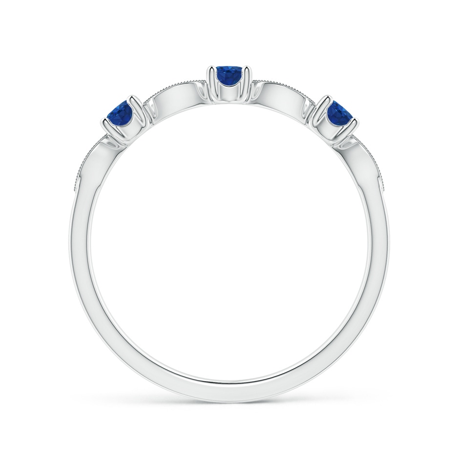 2.7mm AAA Blue Sapphire & Diamond Marquise and Dot Band in White Gold side-1