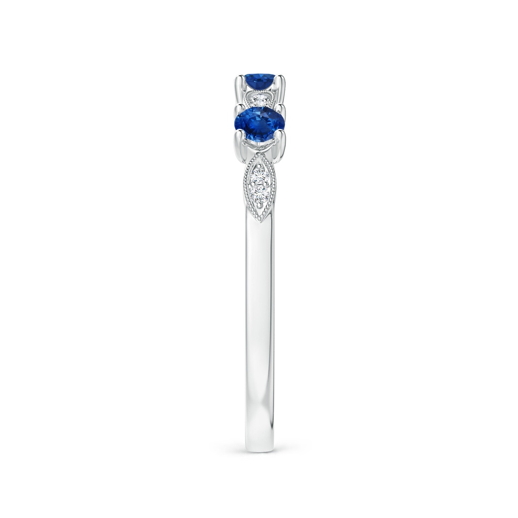 2.7mm AAA Blue Sapphire & Diamond Marquise and Dot Band in White Gold Side-2