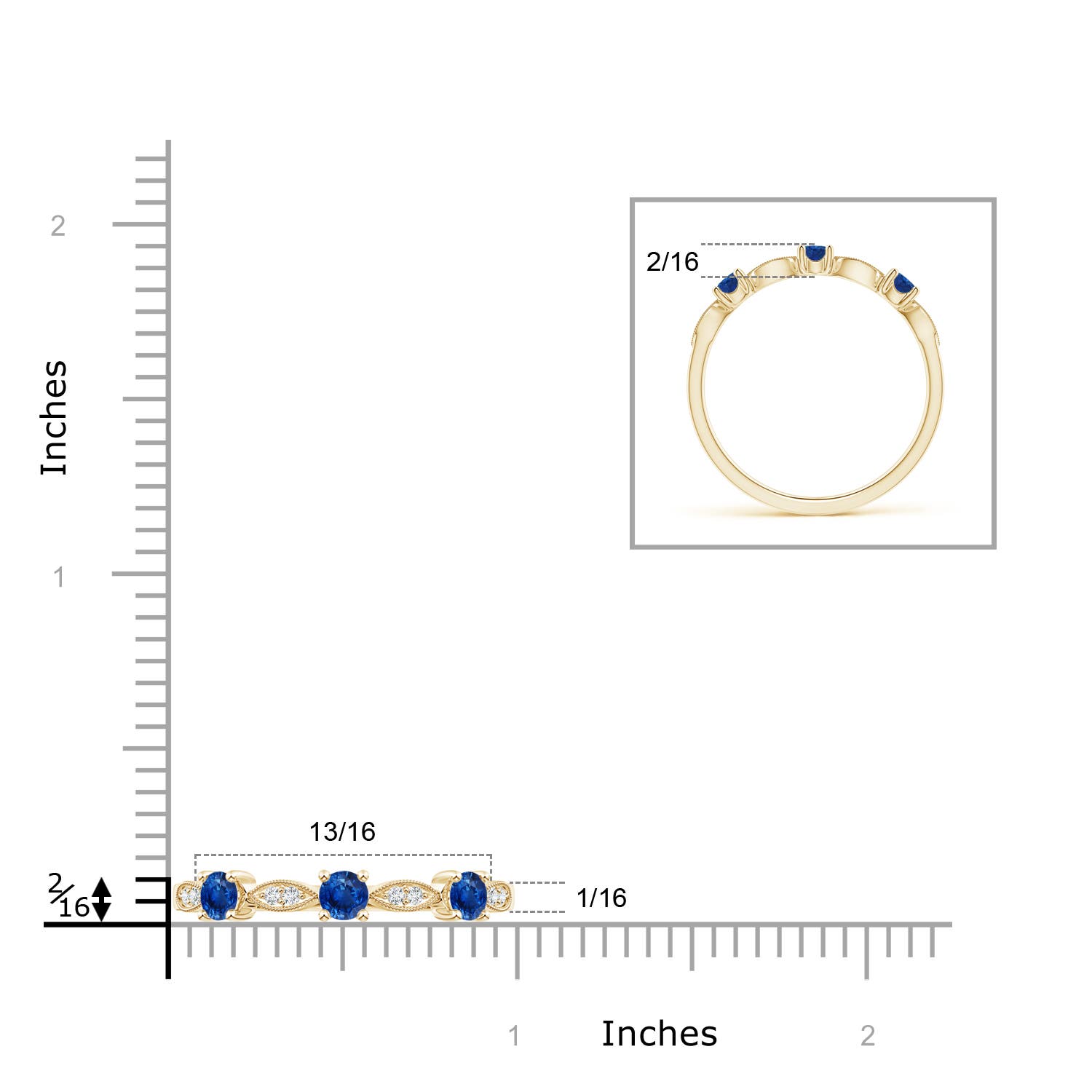 AAA - Blue Sapphire / 0.34 CT / 14 KT Yellow Gold