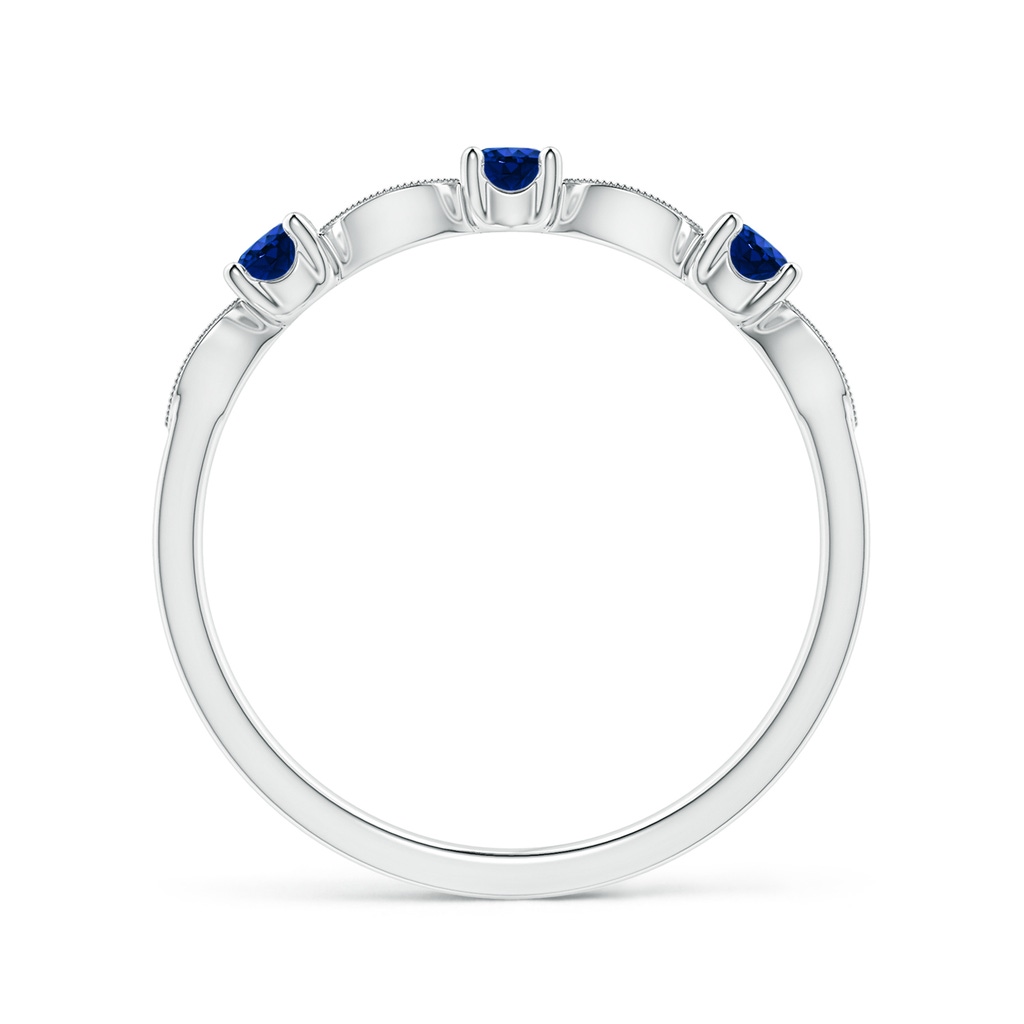 2.7mm AAAA Blue Sapphire & Diamond Marquise and Dot Band in S999 Silver Side-1