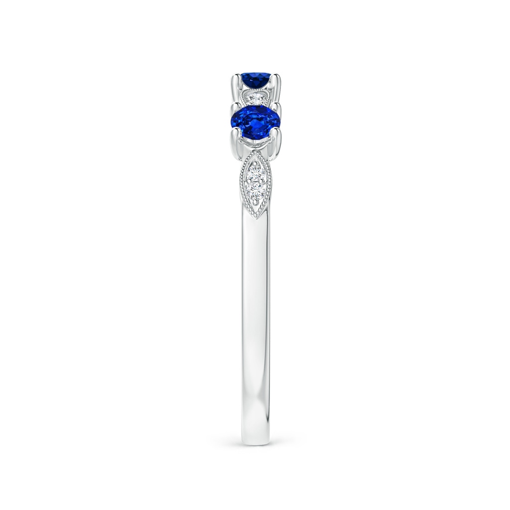 2.7mm AAAA Blue Sapphire & Diamond Marquise and Dot Band in S999 Silver Side-2
