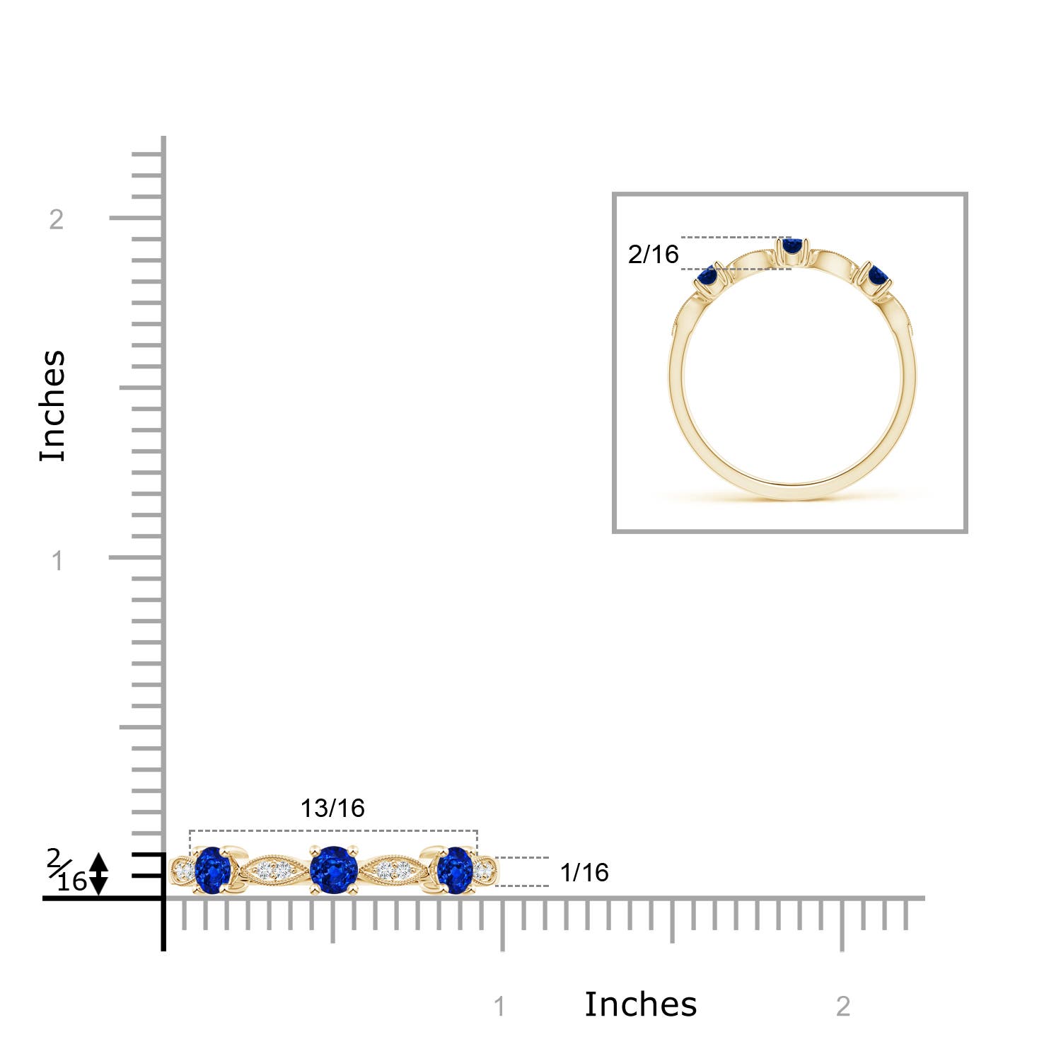 AAAA - Blue Sapphire / 0.34 CT / 14 KT Yellow Gold