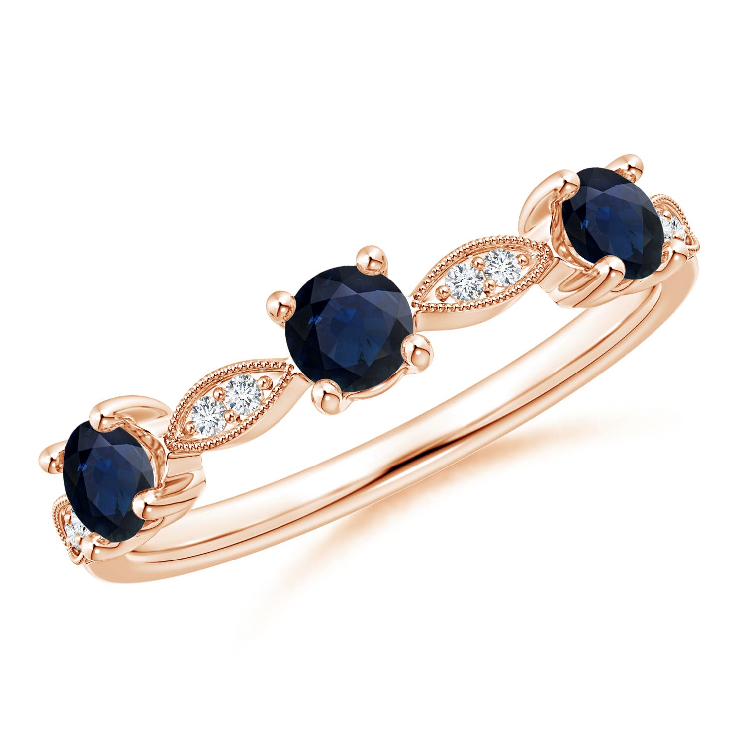 A - Blue Sapphire / 0.71 CT / 14 KT Rose Gold