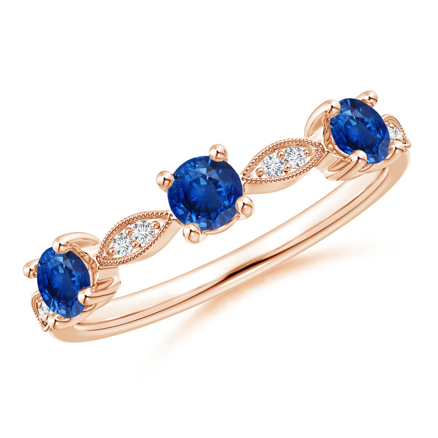 AAA - Blue Sapphire / 0.71 CT / 14 KT Rose Gold