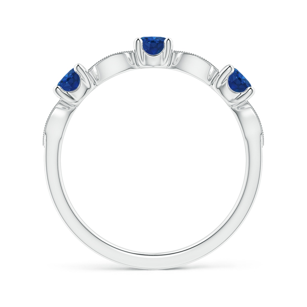 3.5mm AAA Blue Sapphire & Diamond Marquise and Dot Band in White Gold Side-1