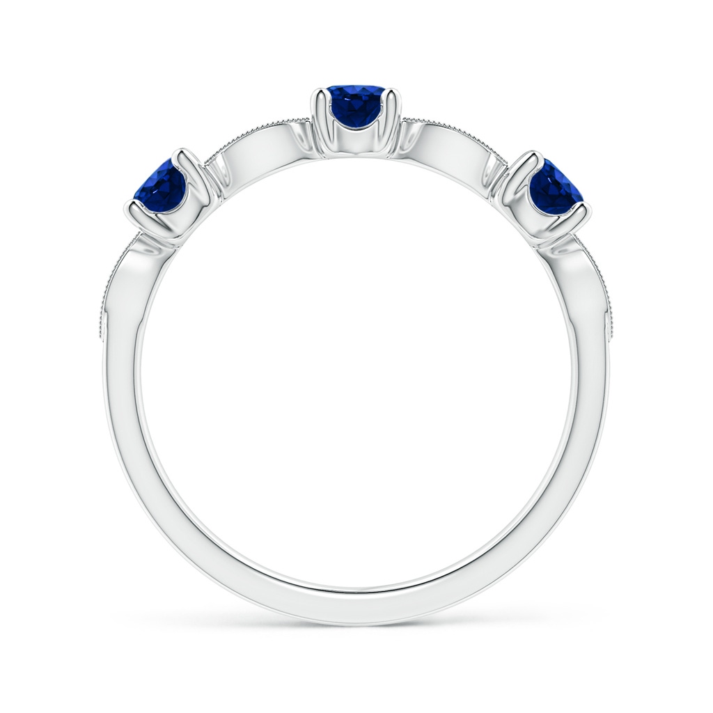 3.5mm AAAA Blue Sapphire & Diamond Marquise and Dot Band in White Gold Side-1