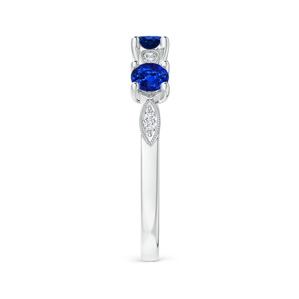 3.5mm AAAA Blue Sapphire & Diamond Marquise and Dot Band in White Gold Side-2