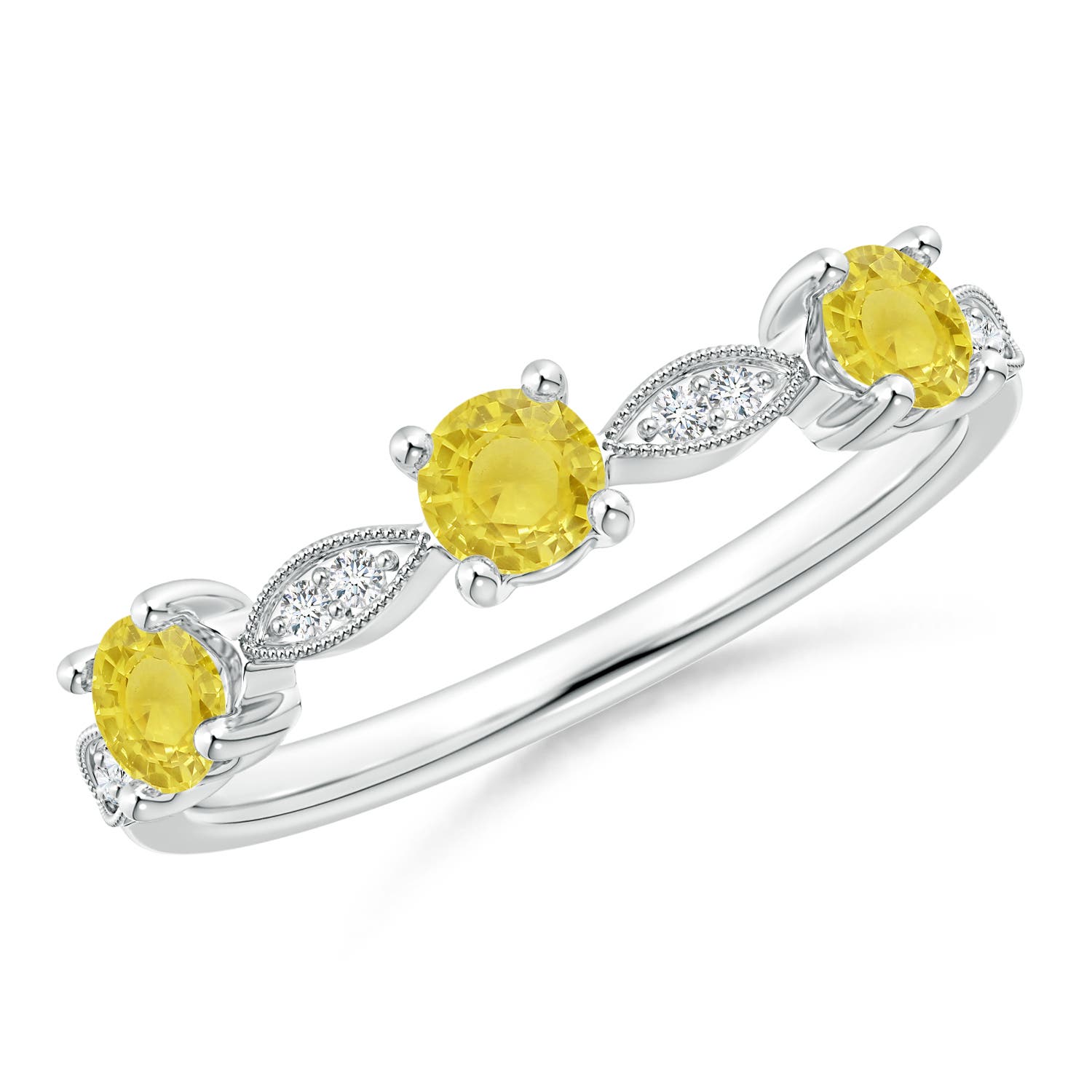 A - Yellow Sapphire / 0.65 CT / 14 KT White Gold