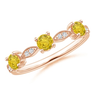 3.5mm AAA Yellow Sapphire & Diamond Marquise and Dot Band in 9K Rose Gold