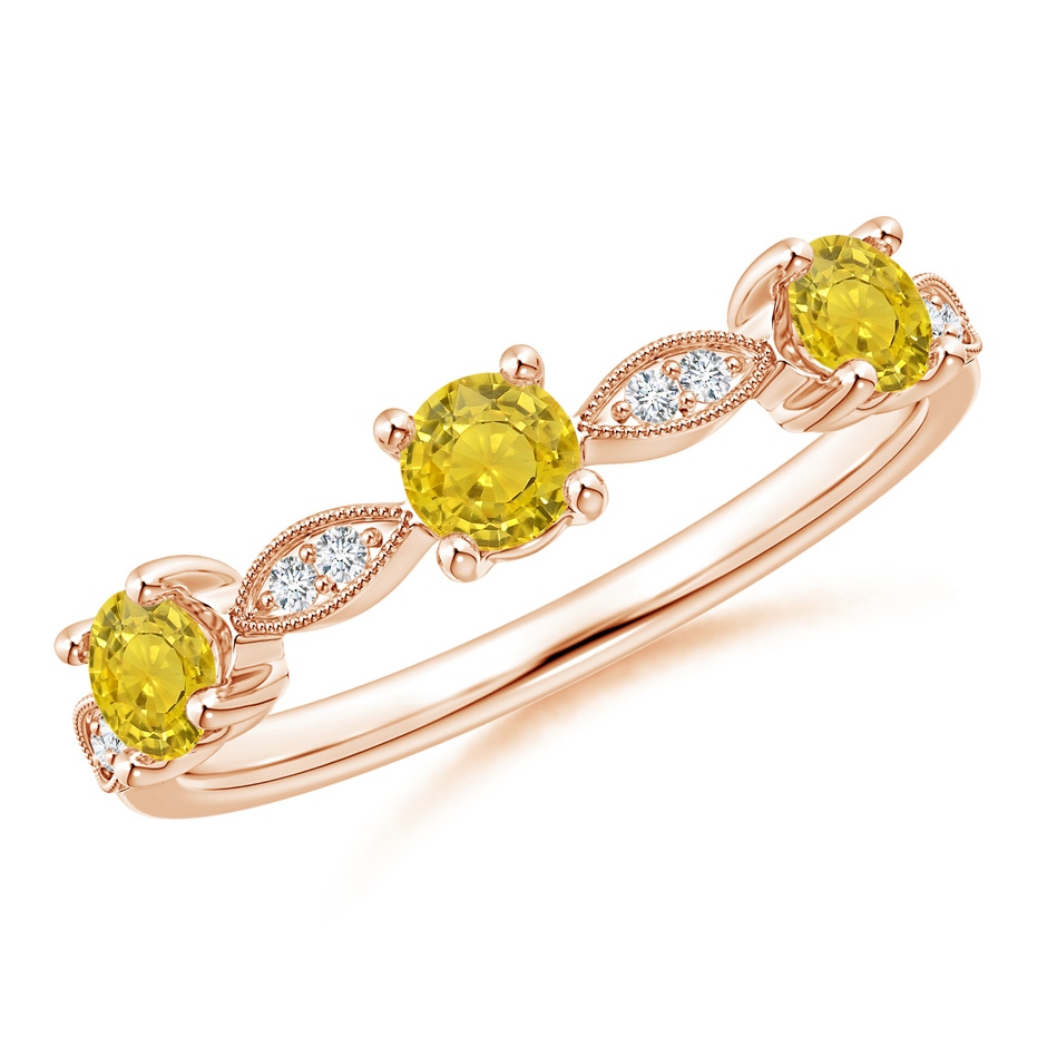 3.5mm AAA Yellow Sapphire & Diamond Marquise and Dot Band in 9K Rose Gold 