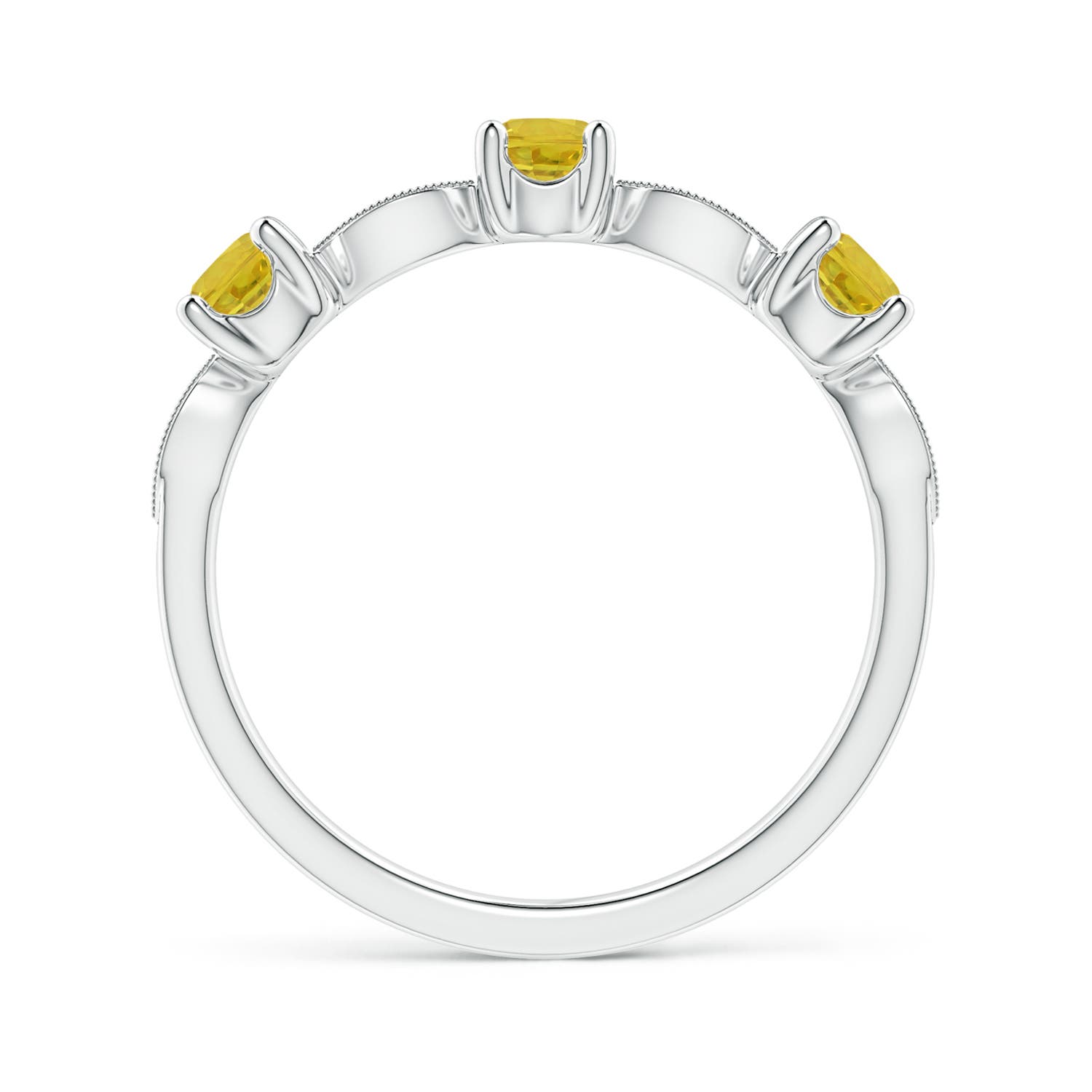 3.5mm AAA Yellow Sapphire & Diamond Marquise and Dot Band in P950 Platinum