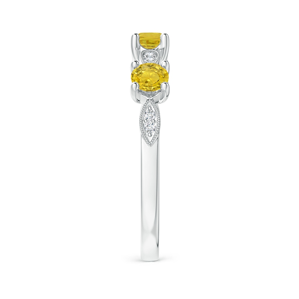 3.5mm AAA Yellow Sapphire & Diamond Marquise and Dot Band in White Gold Side-2