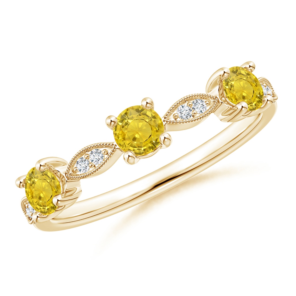 3.5mm AAA Yellow Sapphire & Diamond Marquise and Dot Band in Yellow Gold