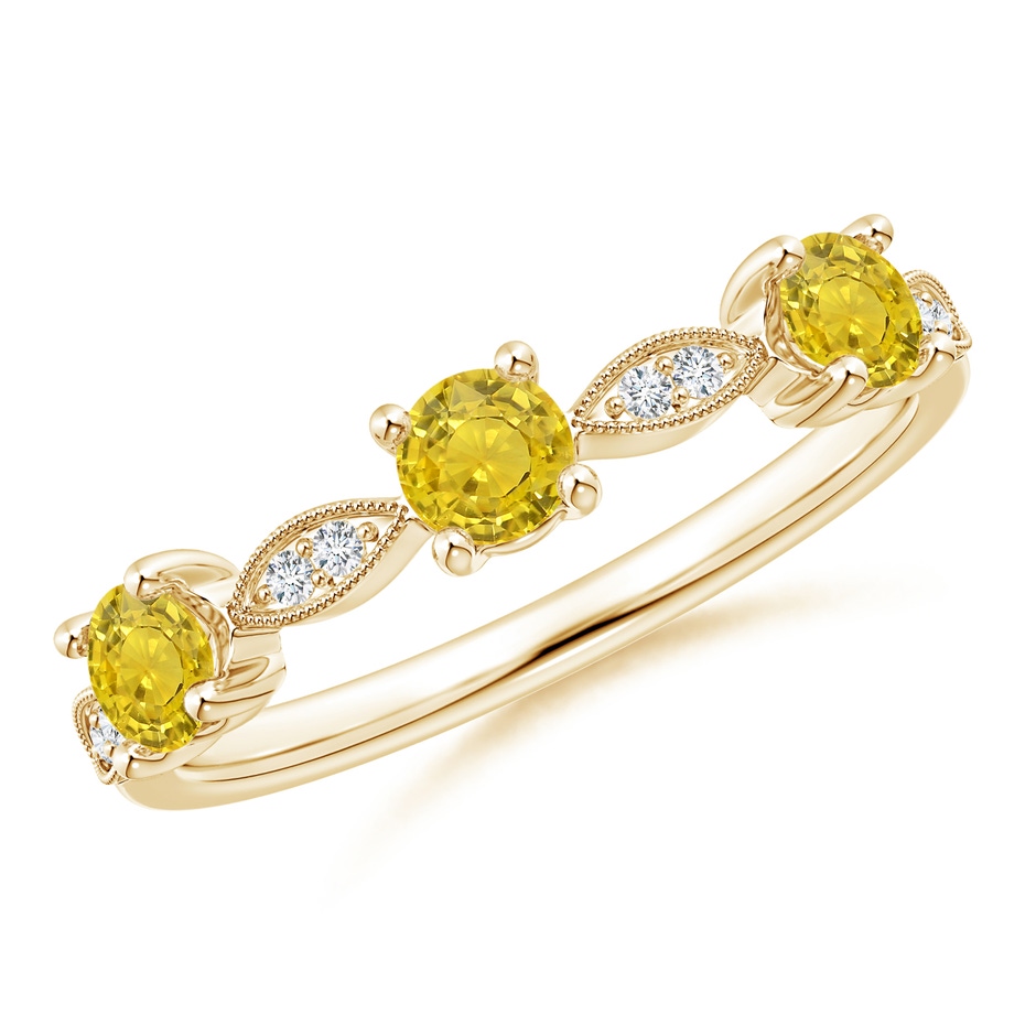 3.5mm AAA Yellow Sapphire & Diamond Marquise and Dot Band in Yellow Gold 