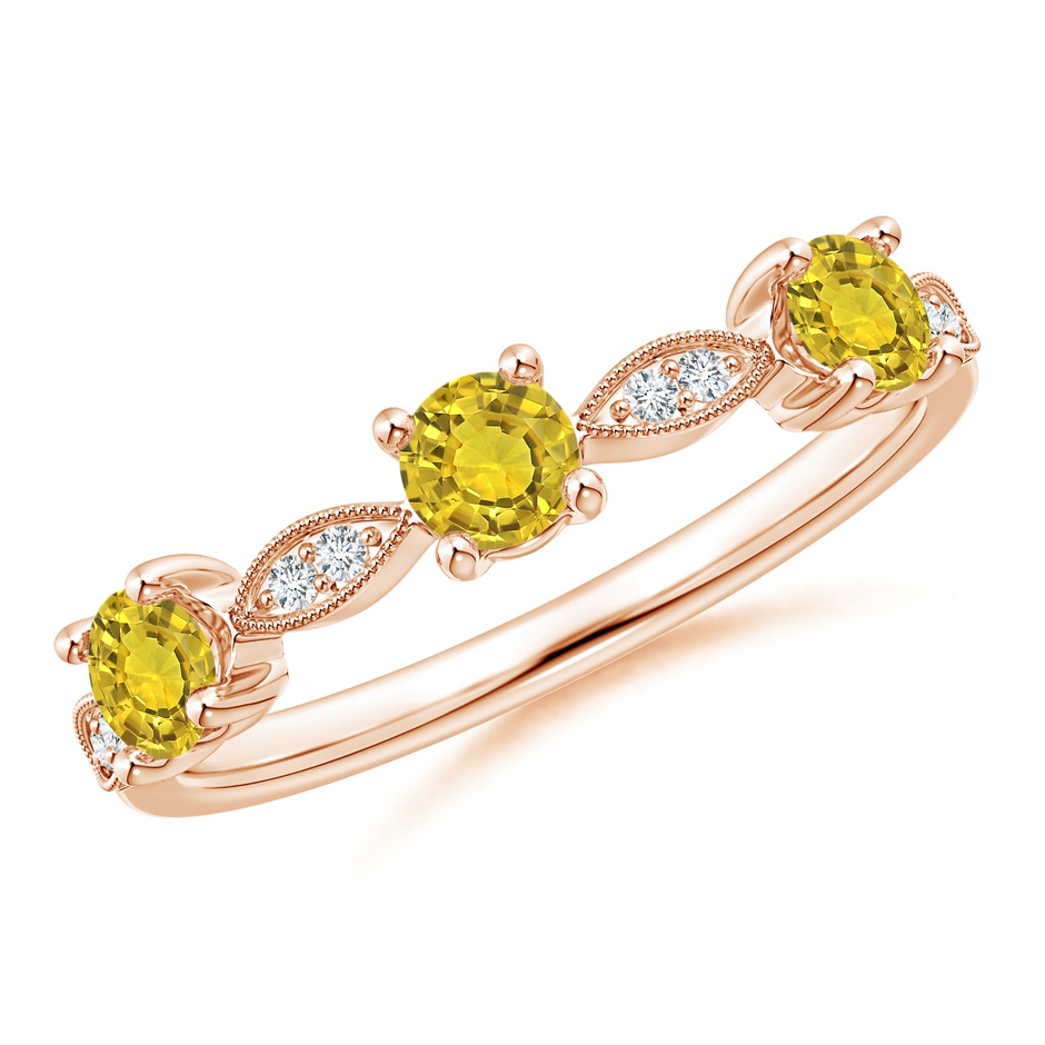 3.5mm AAAA Yellow Sapphire & Diamond Marquise and Dot Band in Rose Gold 