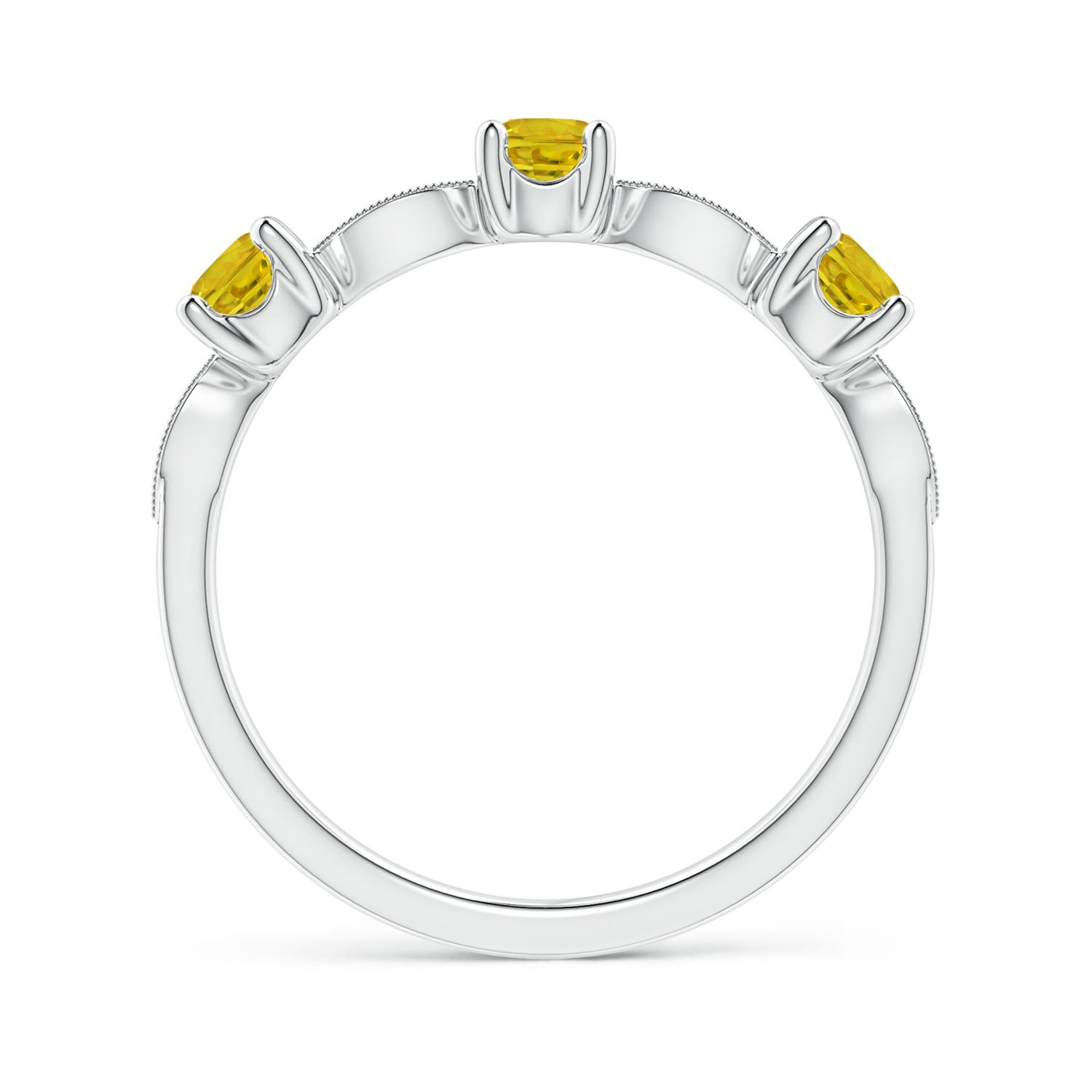 AAAA - Yellow Sapphire / 0.65 CT / 14 KT White Gold