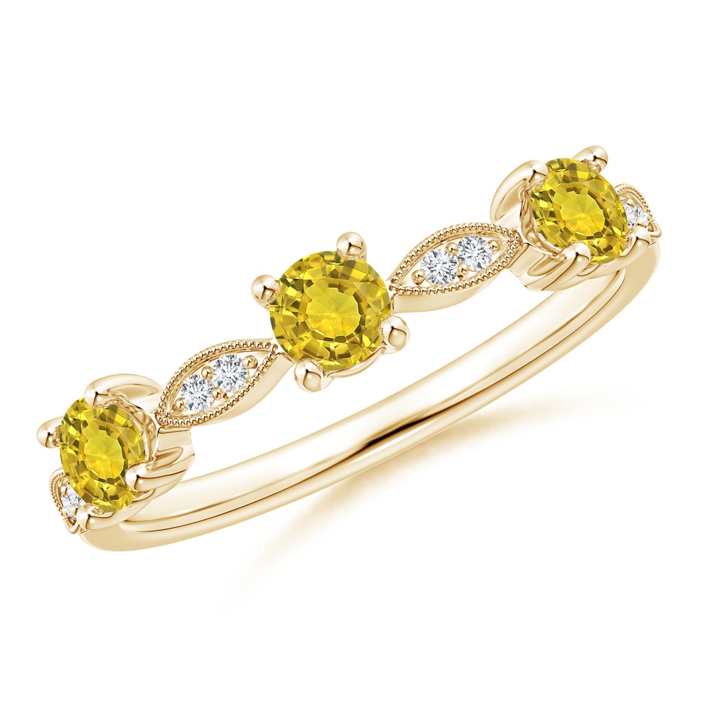 3.5mm AAAA Yellow Sapphire & Diamond Marquise and Dot Band in Yellow Gold