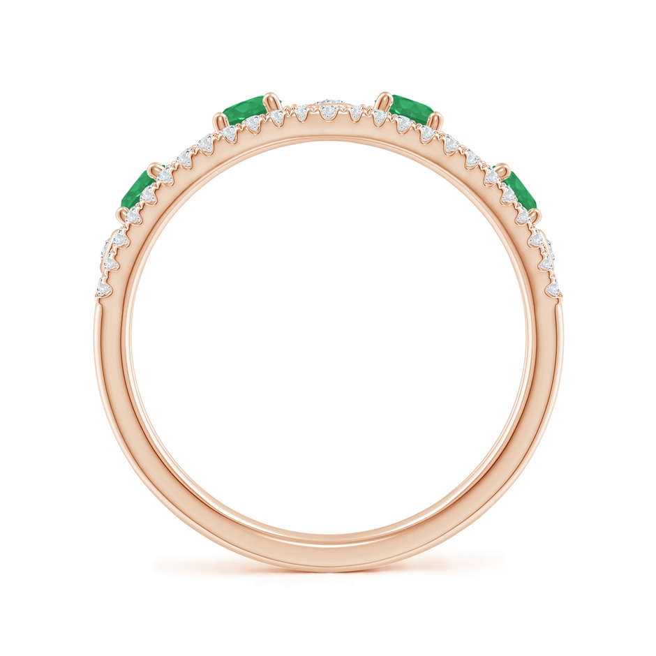 3mm A Nature Inspired Round Emerald & Diamond Filigree Band in Rose Gold side-1