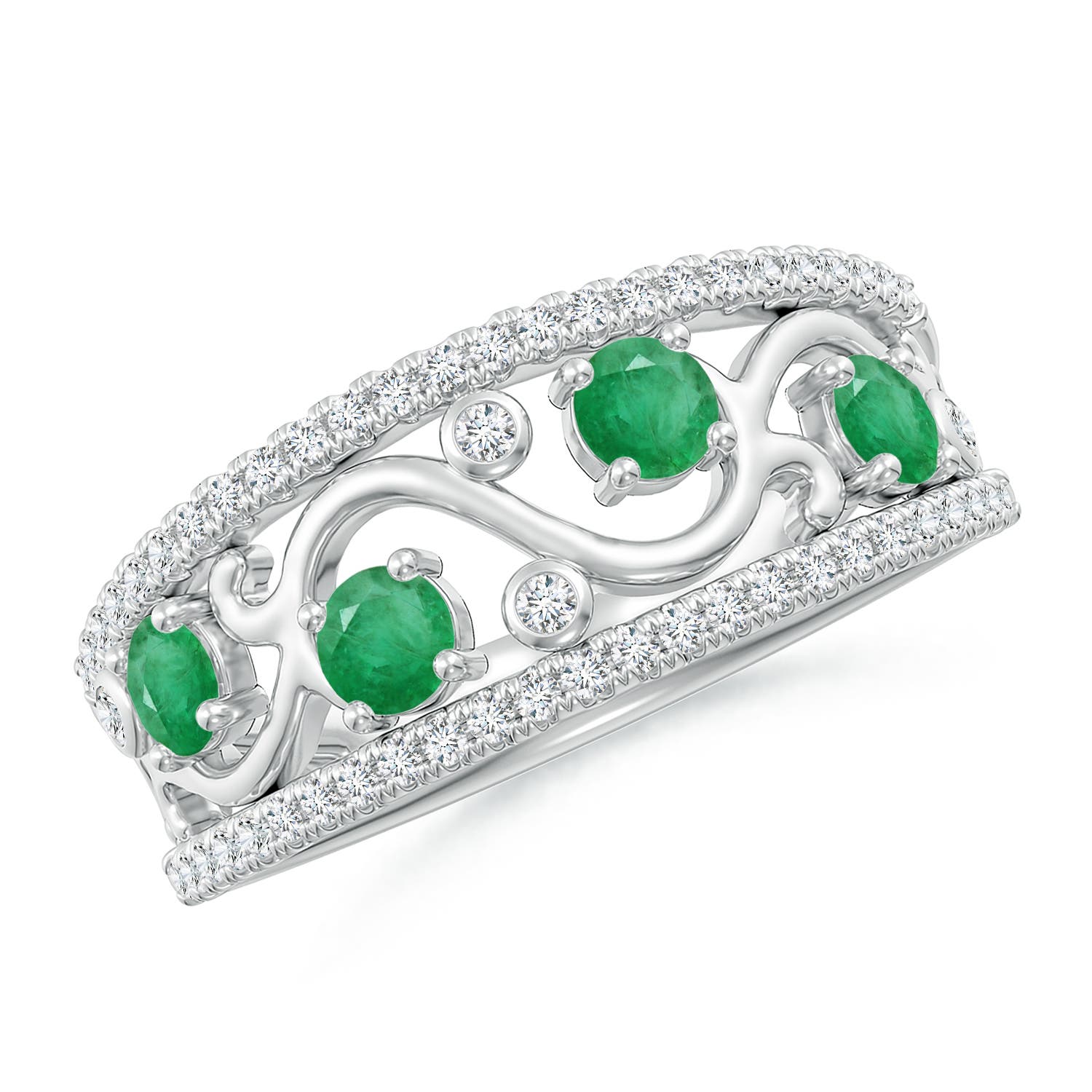 A - Emerald / 0.68 CT / 14 KT White Gold