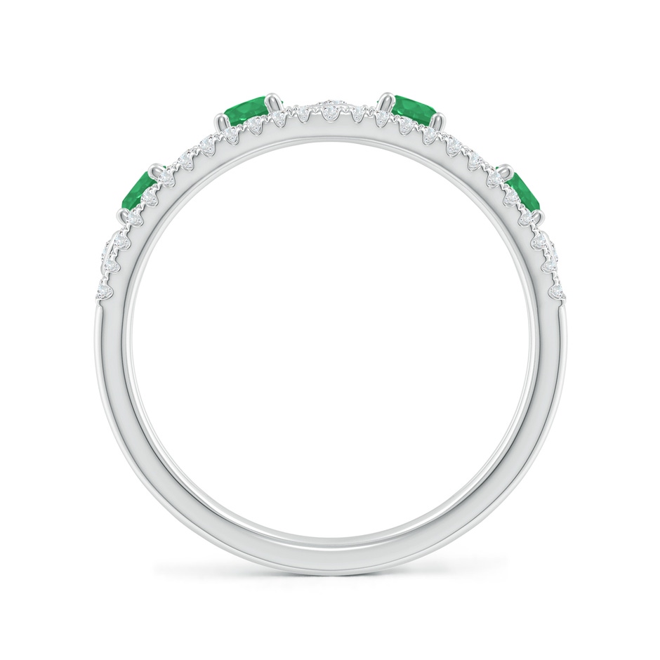 3mm A Nature Inspired Round Emerald & Diamond Filigree Band in White Gold side-1