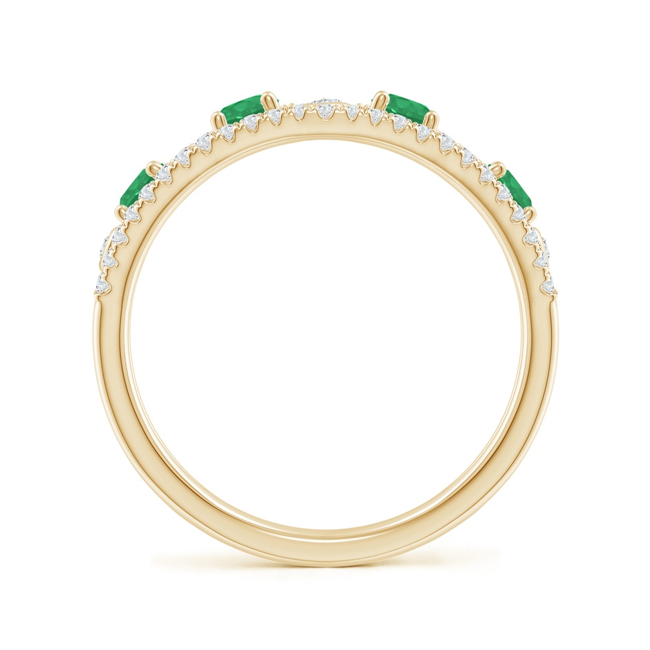 3mm A Nature Inspired Round Emerald & Diamond Filigree Band in Yellow Gold side-1