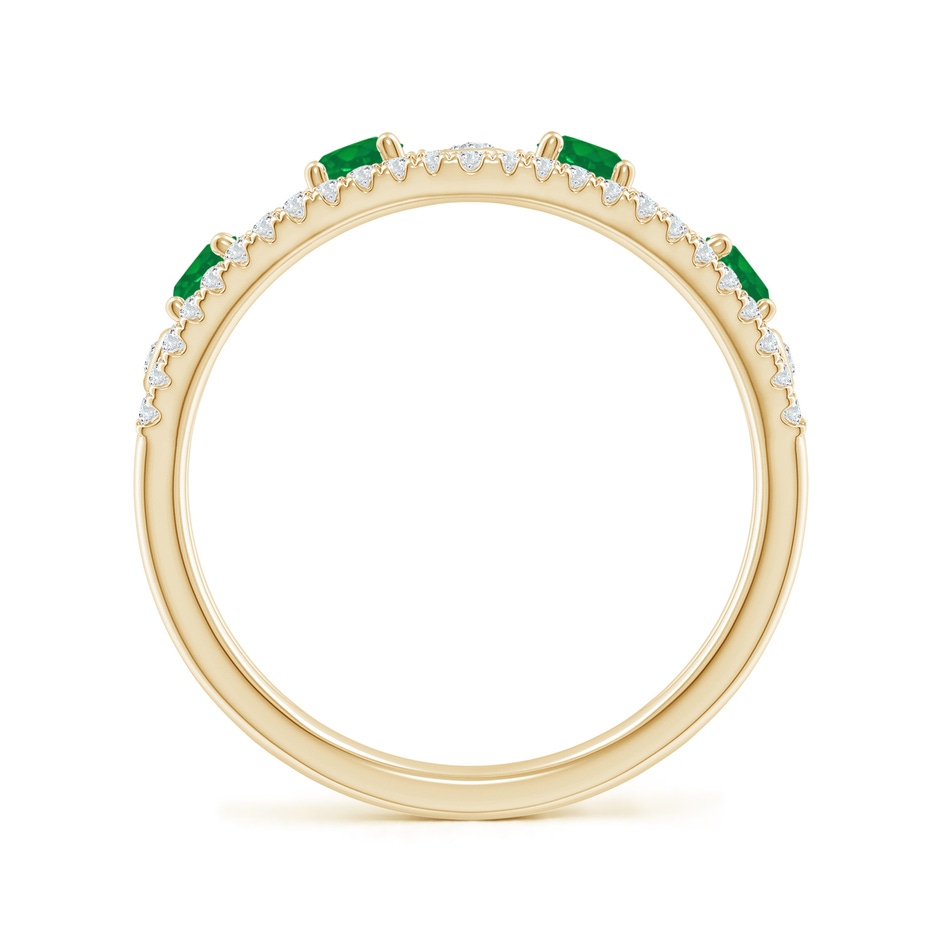 3mm AA Nature Inspired Round Emerald & Diamond Filigree Band in Yellow Gold side-1